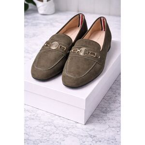 Tommy Hilfiger Suede Loafers Women’s Size 11M Olive Green Slip-On Flats